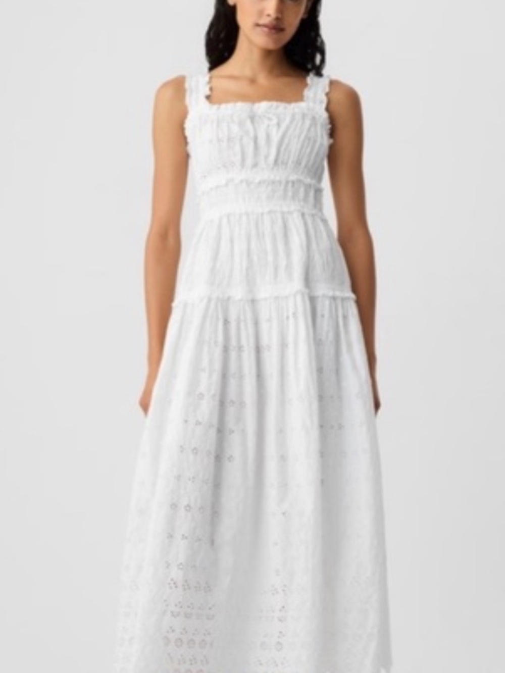 GAP White Eyelet Maxi Dress with Smocked Bodice x Doen